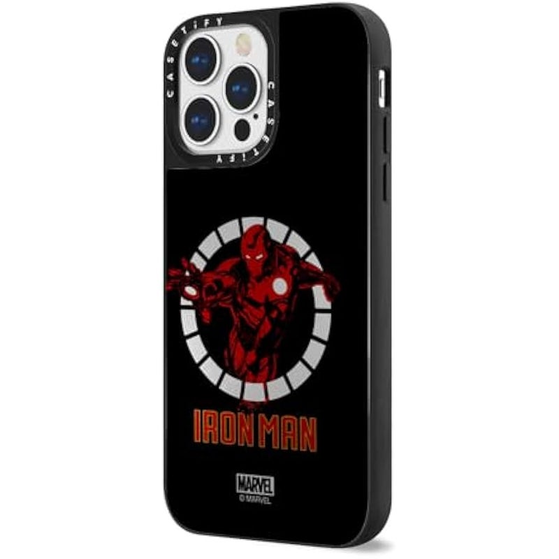 Casetify Mirror iPhone 13 Pro Max Case 【Iron Man Co-Lab/Reflective / 4.9ft Drop Protection/Compatible with Magsafe】 - Iron Man Armor Up - Black - Silver on Black - Image 5