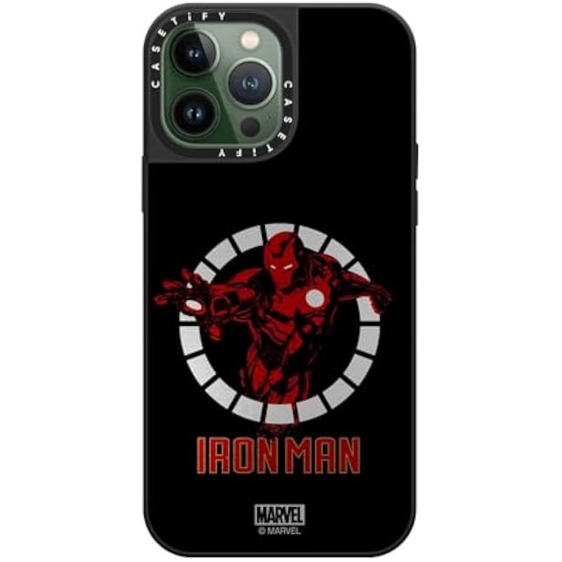 Casetify Mirror iPhone 13 Pro Max Case 【Iron Man Co-Lab/Reflective / 4.9ft Drop Protection/Compatible with Magsafe】 - Iron Man Armor Up - Black - Silver on Black - Image 2