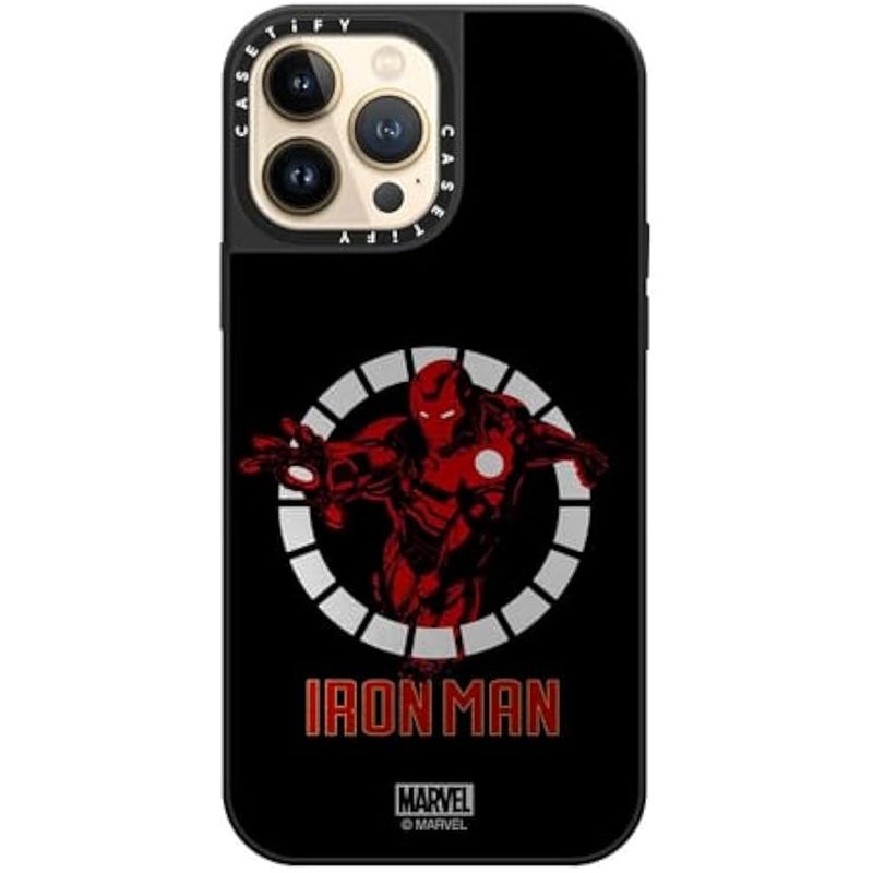 Casetify Mirror iPhone 13 Pro Max Case 【Iron Man Co-Lab/Reflective / 4.9ft Drop Protection/Compatible with Magsafe】 - Iron Man Armor Up - Black - Silver on Black - Image 4