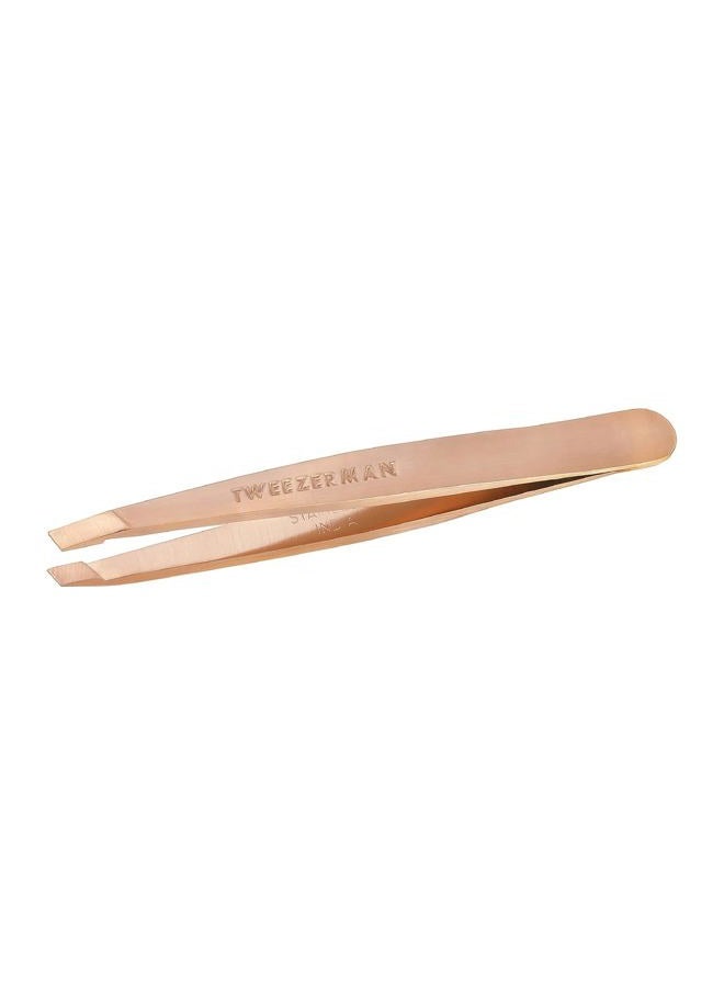 Tweezerman Rose Gold Mini Slant Tweezer - Tweezers for Eyebrows, Travel Tweezers for Eyebrows, Facial Hair, Ingrown Hair - Image 1