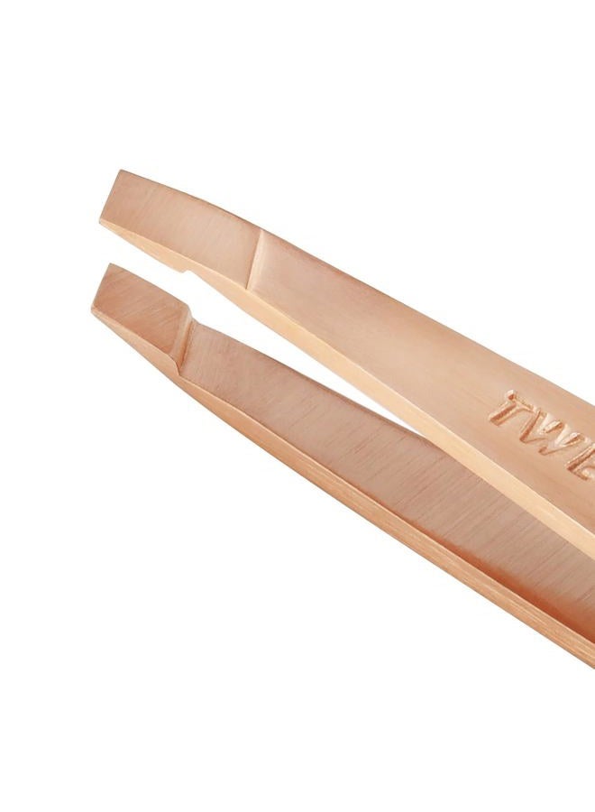 Tweezerman Rose Gold Mini Slant Tweezer - Tweezers for Eyebrows, Travel Tweezers for Eyebrows, Facial Hair, Ingrown Hair - Image 2