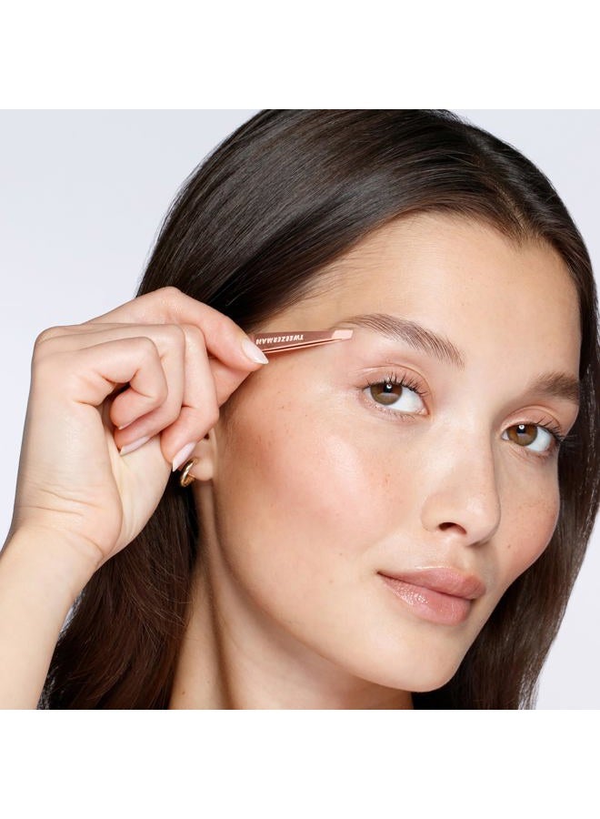 Tweezerman Rose Gold Mini Slant Tweezer - Tweezers for Eyebrows, Travel Tweezers for Eyebrows, Facial Hair, Ingrown Hair - Image 3