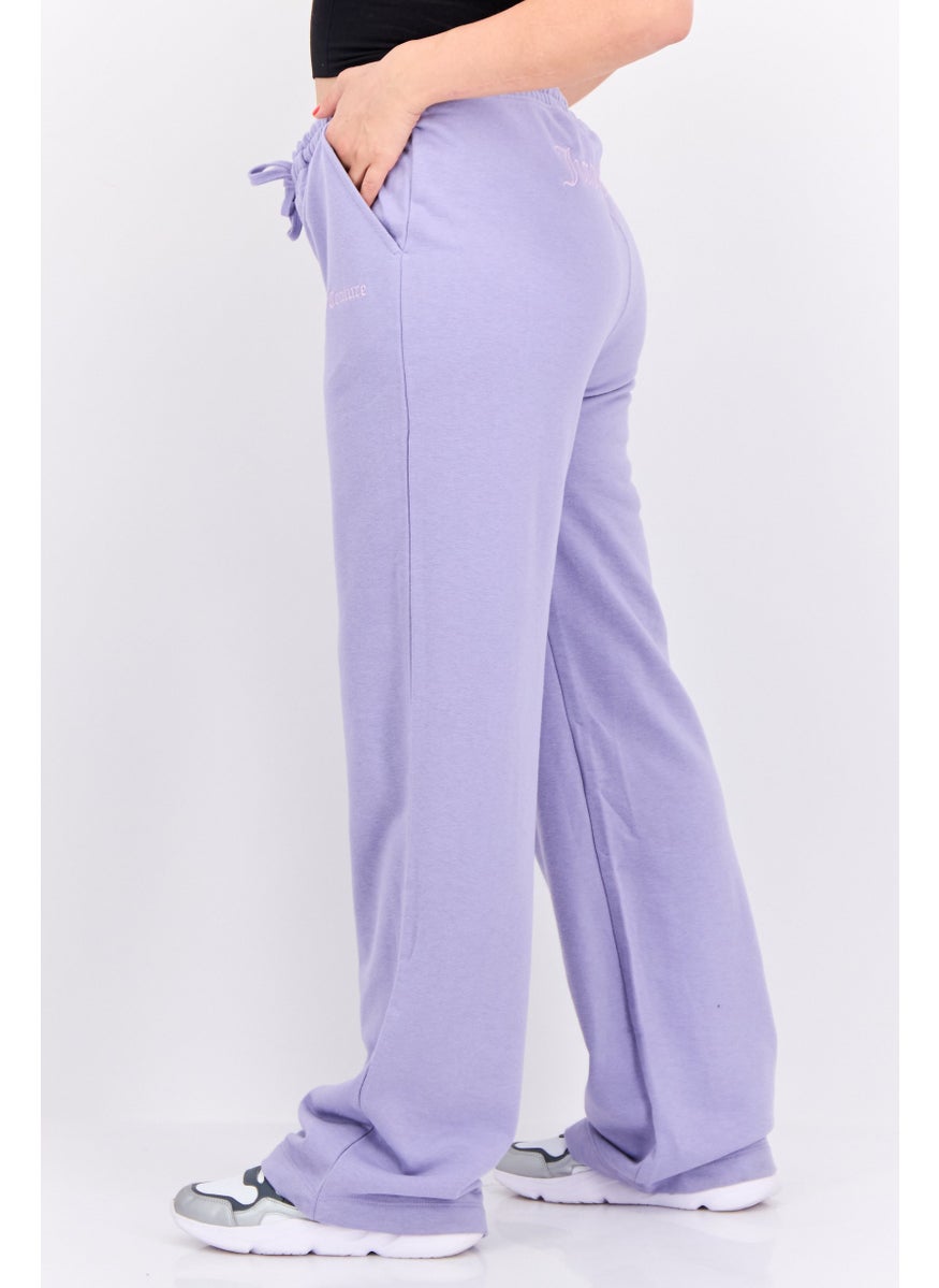 Juicy Couture Women Regular Fit Embroidered Logo Palazzo Pant, Lilac  - Image 2