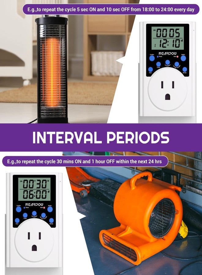 NEARPOW Timer Outlet, Nearpow Multifunctional Infinite Cycle Programmable Plug-in Digital Timer Switch with 3-Prong Outlet for Appliances, 15A/1800W - Image 5