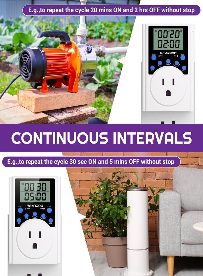 NEARPOW Timer Outlet, Nearpow Multifunctional Infinite Cycle Programmable Plug-in Digital Timer Switch with 3-Prong Outlet for Appliances, 15A/1800W - Image 4