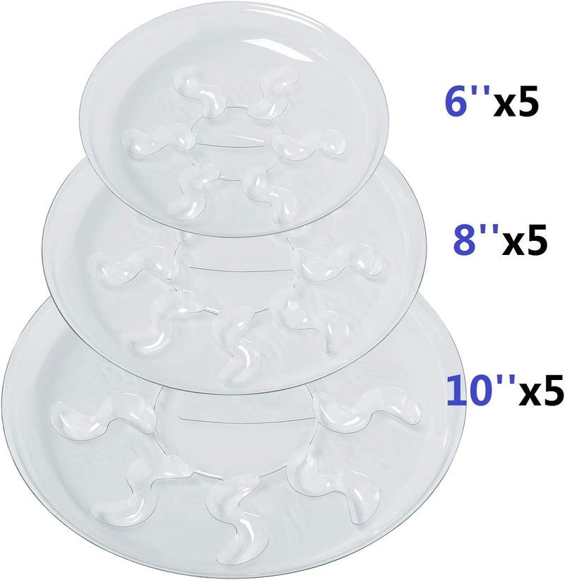 Idyllize Store 15 Pack Assorted Sizes 6 8 10 Inch Clear Thick Plastic Heavy Duty Sturdy Plant Saucer Drip Trays for pots, 5 Pieces of Each Size (Assorted Sizes 6'', 8'', 10'') - Image 5
