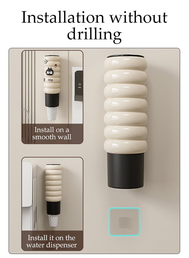 DUNISO حامل أكواب ورقي قابل للتخلص مثبت على الحائط - تخزين أكواب ورقية شفاف مضاد للغبار لحامل أكواب الماء - موفر للمساحة لحامل أكواب ورقية قابل للتخلص لمبردات الماء والمكاتب والمنازل والمطاعم - Image 2