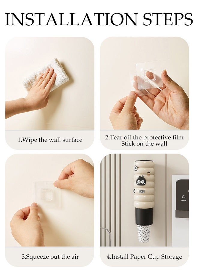 DUNISO حامل أكواب ورقي قابل للتخلص مثبت على الحائط - تخزين أكواب ورقية شفاف مضاد للغبار لحامل أكواب الماء - موفر للمساحة لحامل أكواب ورقية قابل للتخلص لمبردات الماء والمكاتب والمنازل والمطاعم - Image 5