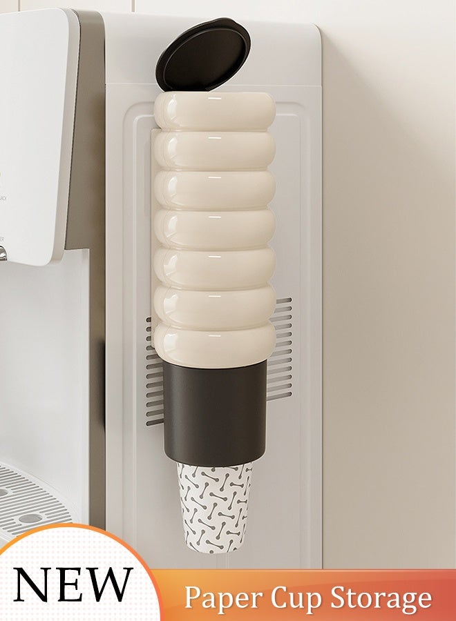 DUNISO حامل أكواب ورقي قابل للتخلص مثبت على الحائط - تخزين أكواب ورقية شفاف مضاد للغبار لحامل أكواب الماء - موفر للمساحة لحامل أكواب ورقية قابل للتخلص لمبردات الماء والمكاتب والمنازل والمطاعم - Image 1