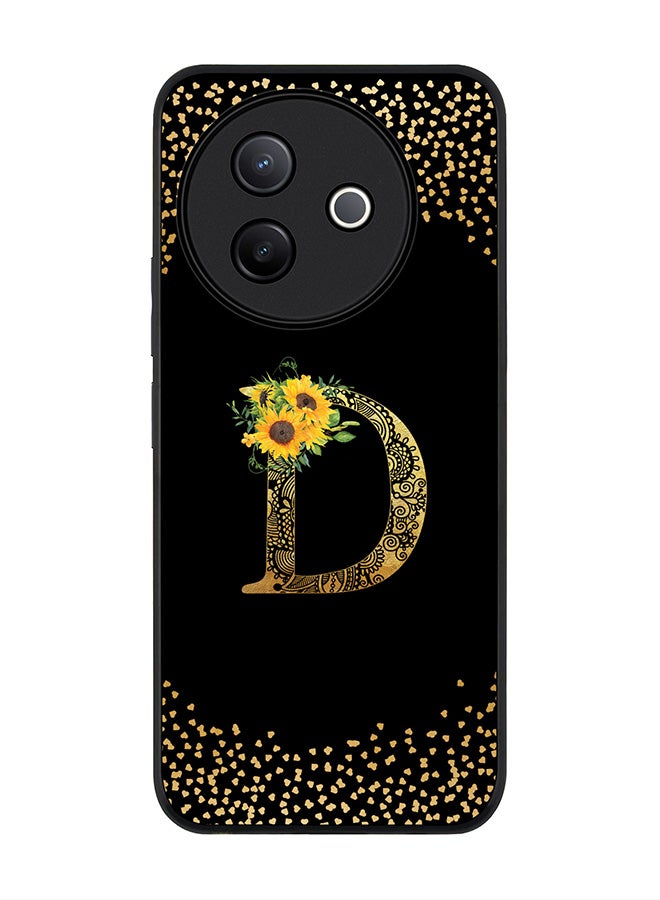 Stylizedd For Vivo Y39 5G / vivo Y300i 5G Case,Slim fit Camera Protection, Shockproof Thin Phone cover  - Custom Floral Monogram - D ( Black ) - Image 1