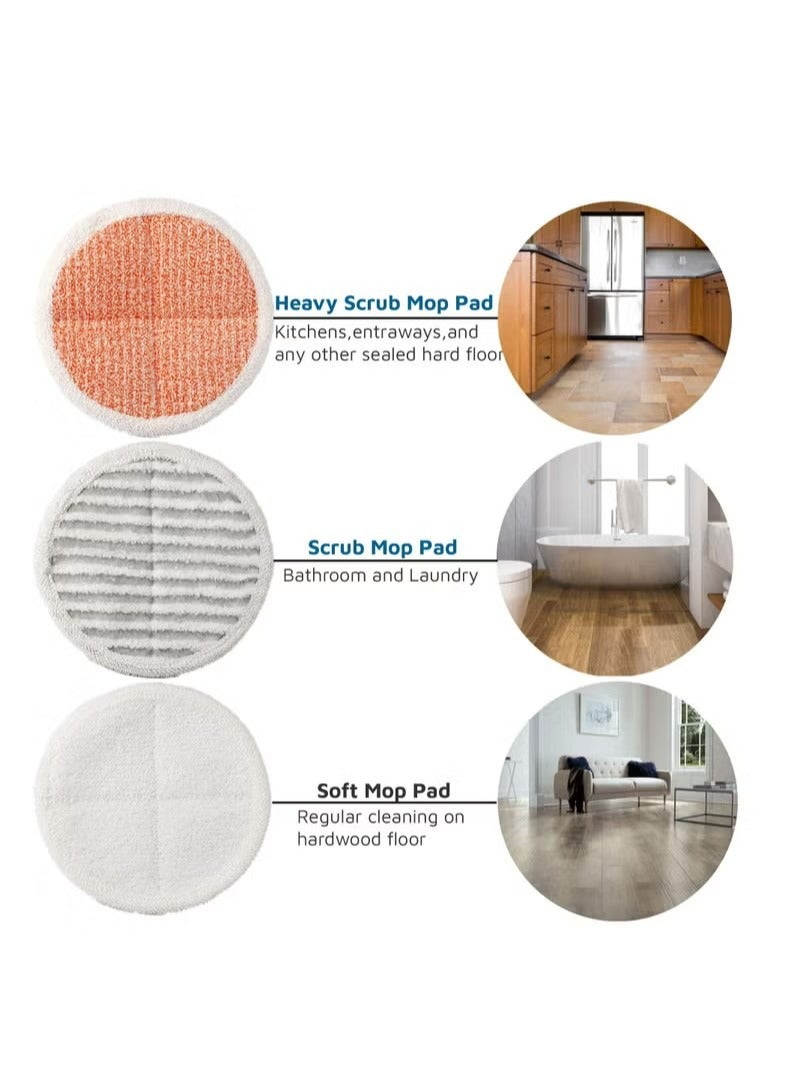 6-PCS Replacement Pads Compatible with Bissell Spinwave 2124, 2039A, 2307, 23157, 20391, 20399 Electric Hard Floor Mops, Replacement Mop Pads (White, Orange, Off-White Strips) - Image 3