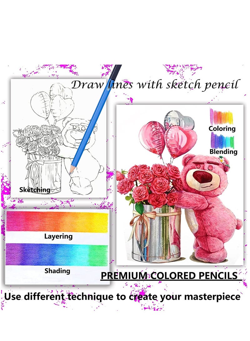 SYOSI 132 Colored Pencils Set with Adult Coloring Book and Sketch Book Artists Colorless Blender Zipper Travel Case Soft Core Ideal for Drawing Sketching Shading Art Supplies for Beginners Kids - Image 5