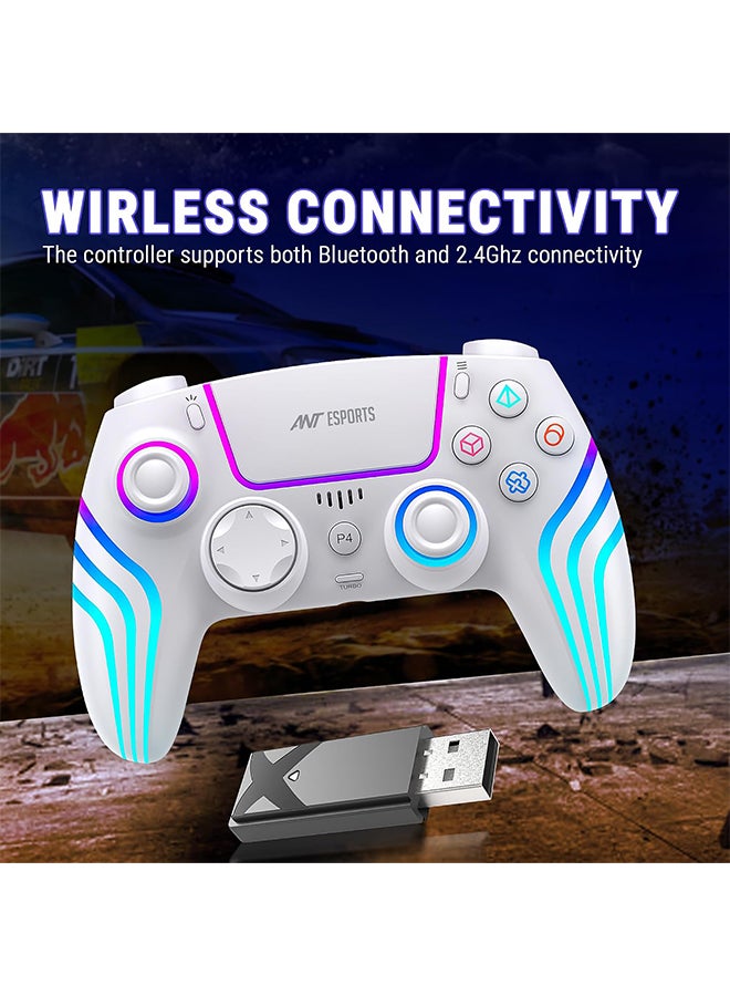 ANT Esports Renewed - GP400 White Wireless Gaming Controller for PC, PS4, PS3, Android, iOS, Steam Deck & Switch |Hall Effect Joysticks|Bluetooth & 2.4GHz Wireless| Dual Vibration |Motion Control | RGB Lighting - Image 5