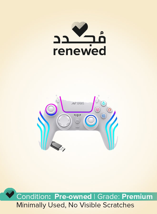 ANT Esports Renewed - GP400 White Wireless Gaming Controller for PC, PS4, PS3, Android, iOS, Steam Deck & Switch |Hall Effect Joysticks|Bluetooth & 2.4GHz Wireless| Dual Vibration |Motion Control | RGB Lighting - Image 1