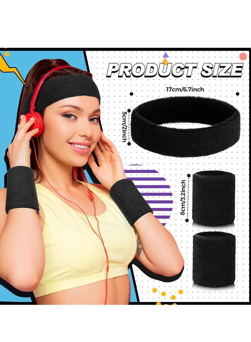 KASTWAVE 80s Neon Costumes Accessories Set, Slouch Socks Sweatband Headband Wristband, for Women Girl Cosplay Party, Black - Image 2