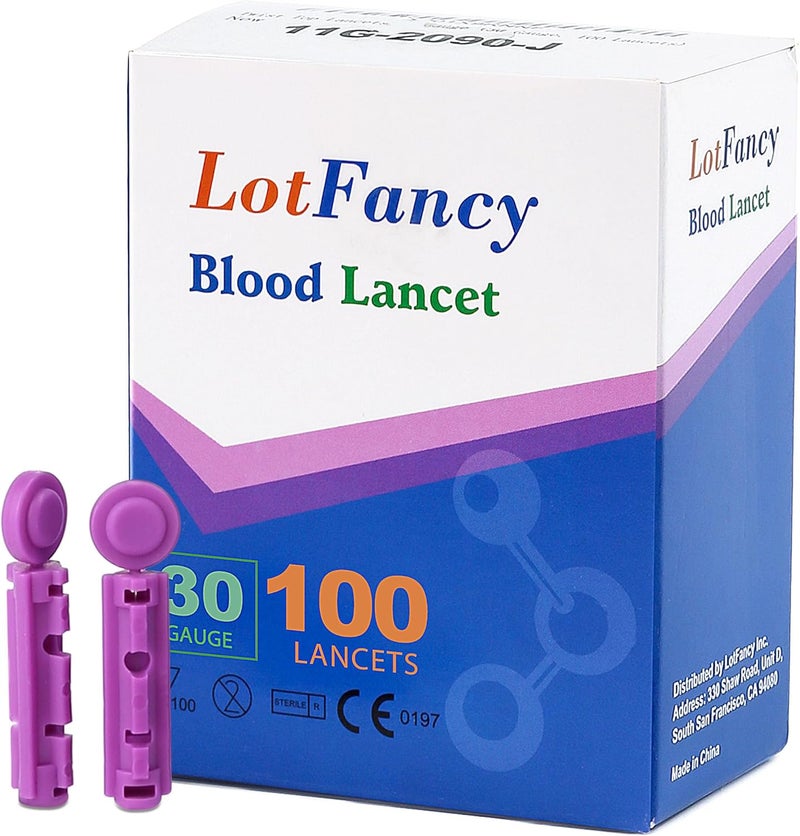 LotFancy Lancets for Blood Testing 30 Gauge 100Count Twist Top Lancets for Glucose Diabetes Testing Sterile Disposable Diabetic Supplies Blood Sugar Test - Image 1