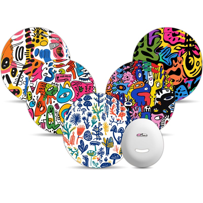 Amolyfe Dexcom G7 Over Patches, Amolyfe 10-Pack Dexcom Stelo Overpatches, Bump-Proof with Hard Cap, Waterproof, Breathable, Medical Adhesive, 15-Day CGM Protection (Graffiti) - Image 1