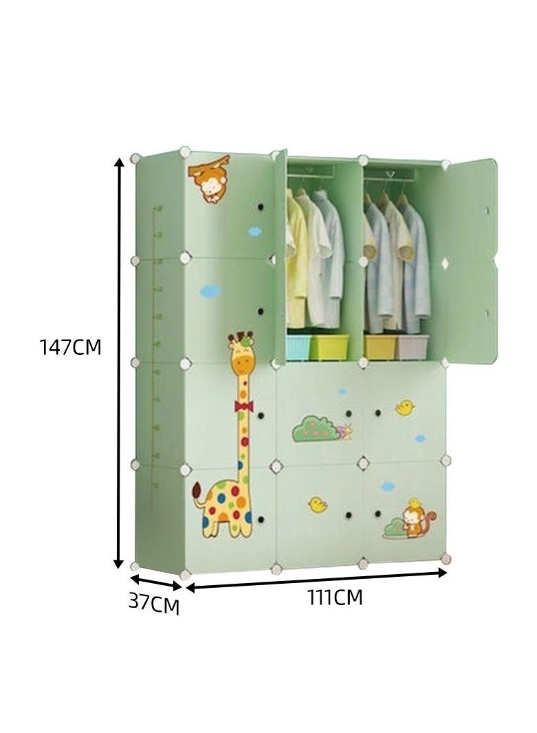 WALALLA 12-Cube Portable Kids Closet Children's Foldable Portable Wardrobe Collapsible Plastic Baby Clothes Large Storage Cabinet Bedroom Nursery Armoire Quick Install - Image 2