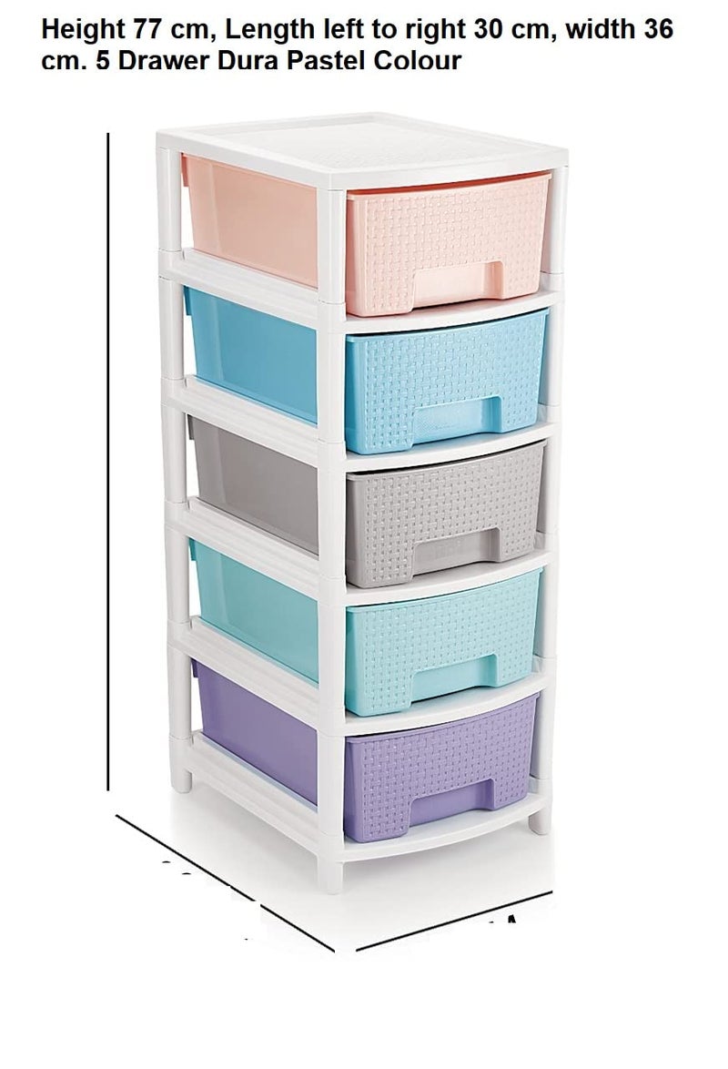 Liza Liza Dura 5 Extra Large Virgin Plastic Modular Drawer Storage System For Home Office Parlor School Doctors And Kids Pestel Colour Size W36 CmL30 CmH77 CmMulticolor Rectangular - Image 3