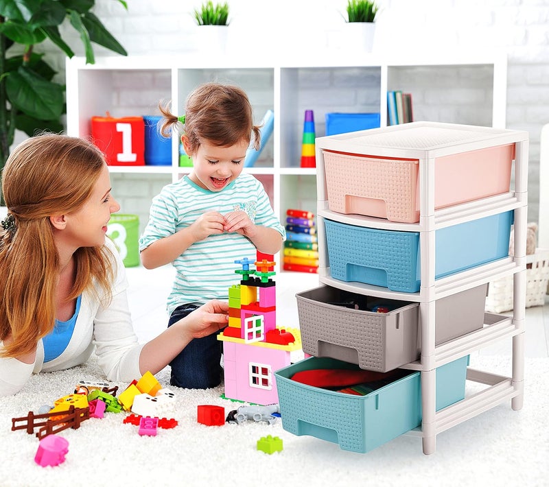 Liza Liza Dura 5 Extra Large Virgin Plastic Modular Drawer Storage System For Home Office Parlor School Doctors And Kids Pestel Colour Size W36 CmL30 CmH77 CmMulticolor Rectangular - Image 4