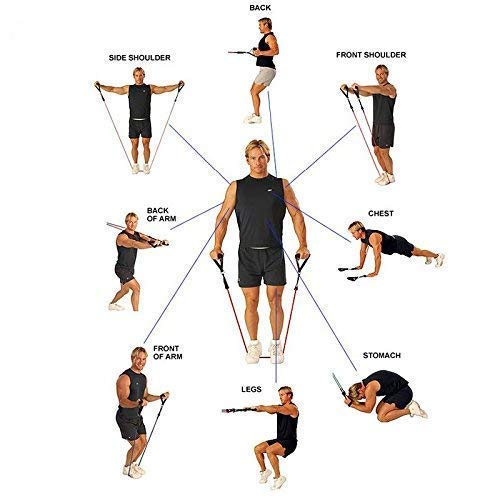 KD Sports Rubber Resistance Toning Tube with Door Anchor for Exercise Home Workout, Strength Training and Weight Loss (15-50 lbs, Yellow) - Image 4