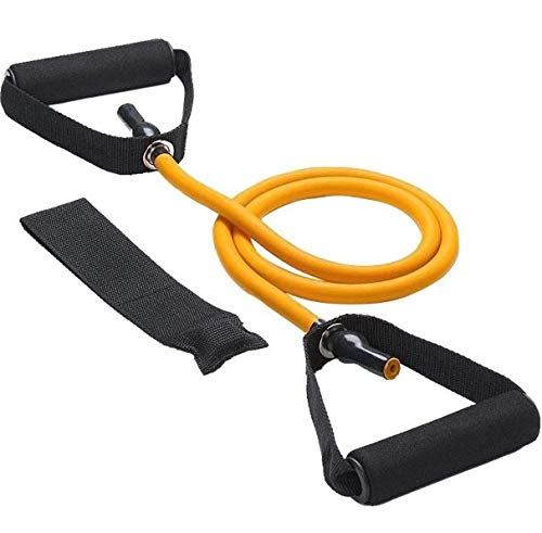 KD Sports Rubber Resistance Toning Tube with Door Anchor for Exercise Home Workout, Strength Training and Weight Loss (15-50 lbs, Yellow) - Image 1