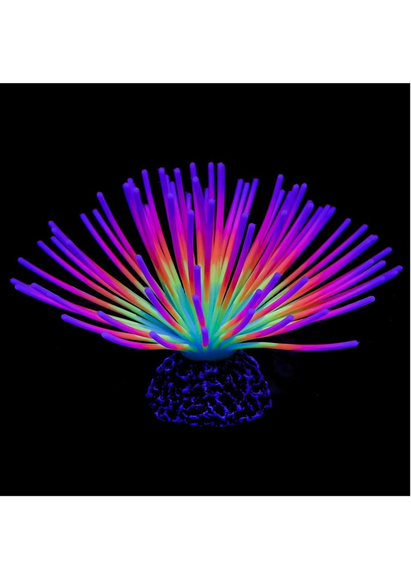 Generic Altheqa 1pc Aquarium Imitative Rainbow Sea Urchin Ball Artificial Silicone Ornament with Glowing Effect for Fish Tank Landscape Decoration  - Image 1