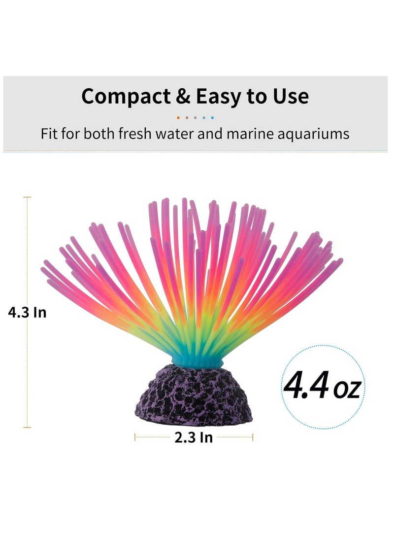 Generic Altheqa 1pc Aquarium Imitative Rainbow Sea Urchin Ball Artificial Silicone Ornament with Glowing Effect for Fish Tank Landscape Decoration  - Image 5