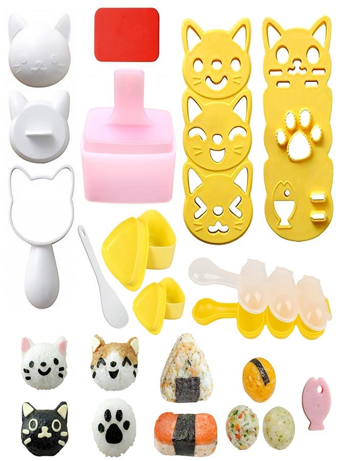 BANBALLON Cute Cat Rice Ball Molds 6 Sets Sushi Molds Bento Box Accessories Kits with 1PC Musubi Maker Press Mold, 2PCS Gimbap Molds Triangle and 1PC Rice Ball Mold Shaker for DIY Fun Lunch Box Picnic Tool - Image 1