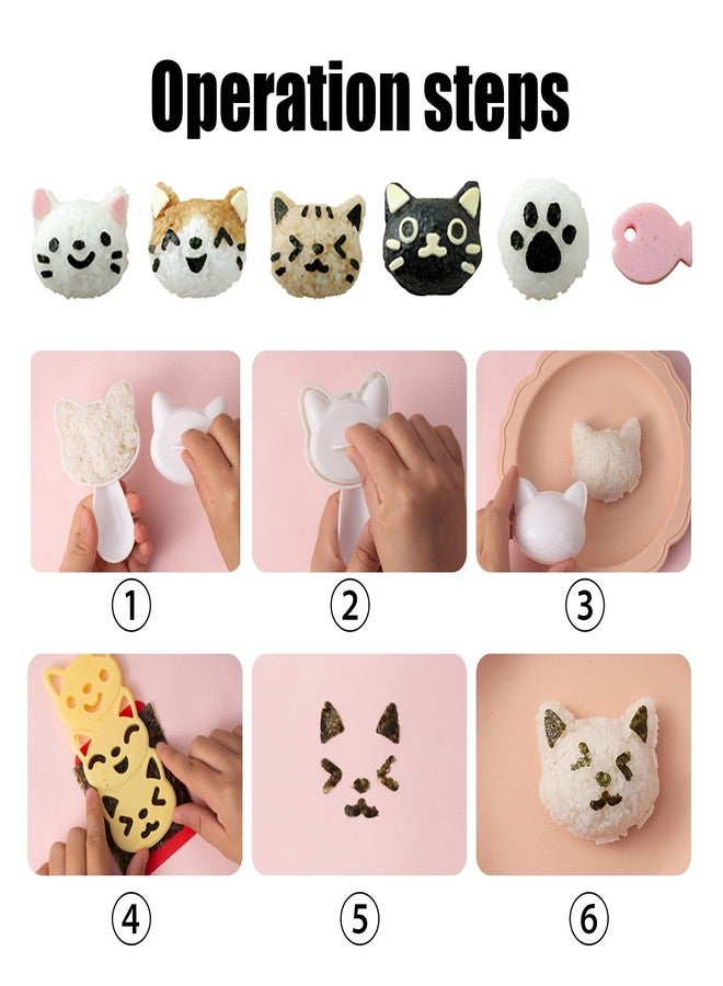 BANBALLON Cute Cat Rice Ball Molds 6 Sets Sushi Molds Bento Box Accessories Kits with 1PC Musubi Maker Press Mold, 2PCS Gimbap Molds Triangle and 1PC Rice Ball Mold Shaker for DIY Fun Lunch Box Picnic Tool - Image 5