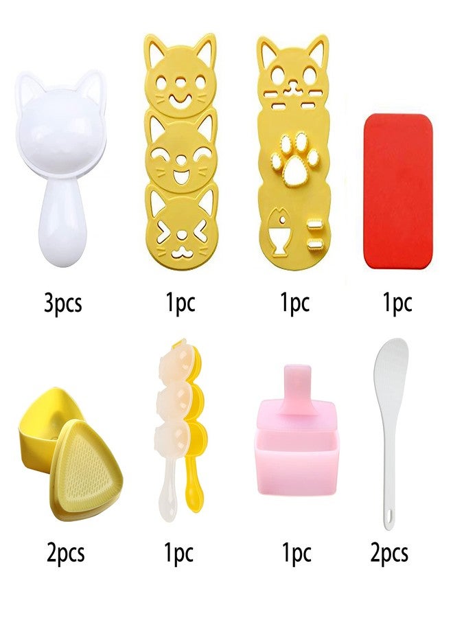 BANBALLON Cute Cat Rice Ball Molds 6 Sets Sushi Molds Bento Box Accessories Kits with 1PC Musubi Maker Press Mold, 2PCS Gimbap Molds Triangle and 1PC Rice Ball Mold Shaker for DIY Fun Lunch Box Picnic Tool - Image 3