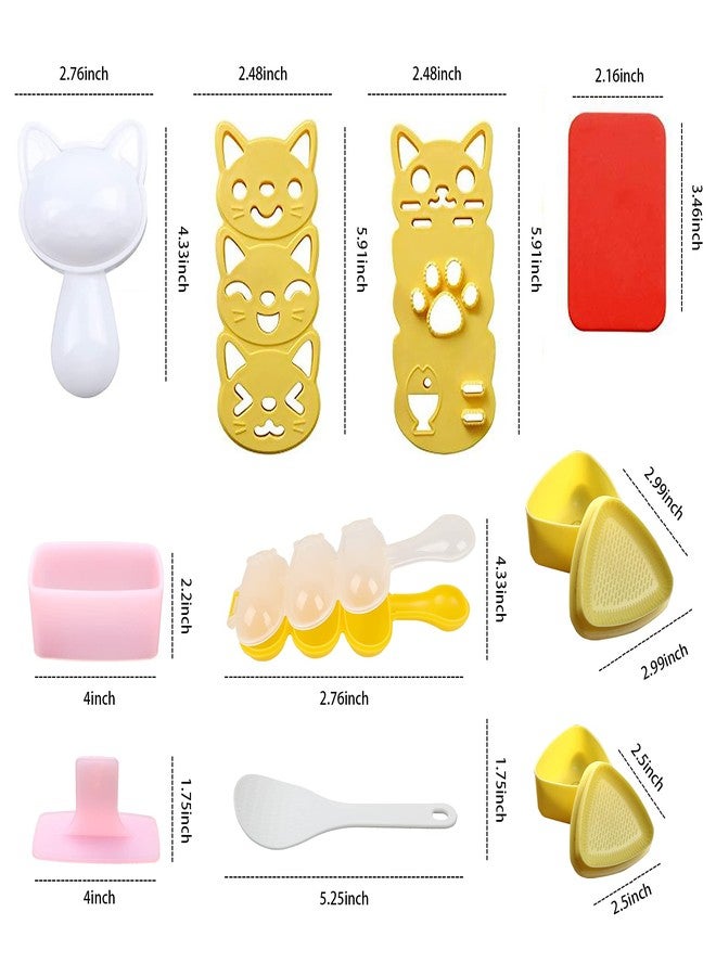 BANBALLON Cute Cat Rice Ball Molds 6 Sets Sushi Molds Bento Box Accessories Kits with 1PC Musubi Maker Press Mold, 2PCS Gimbap Molds Triangle and 1PC Rice Ball Mold Shaker for DIY Fun Lunch Box Picnic Tool - Image 2