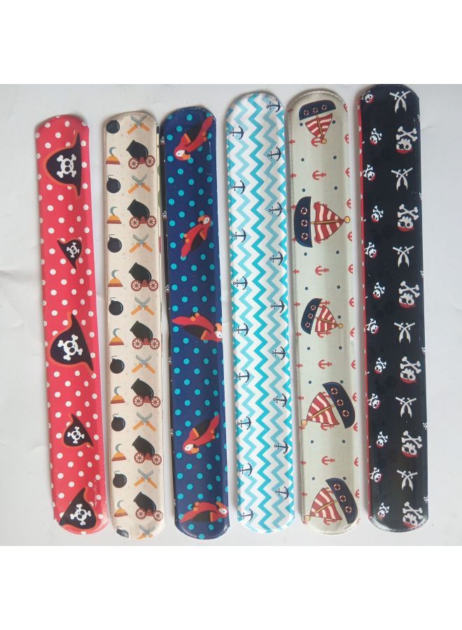 PVC Pirate Racket Ring Pirate Party Pattern Snap Ring Bracelet Wristband-Color:Pirate 12 Models 12 Pieces A Pack-Specifications:Ordinary Material Pirate  - Image 1