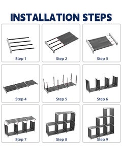 MIXDE Cube Storage 9 Cubes Closet Storage Shelf DIY Wall Cabinet Bookshelf Plastic Square Storage Rack Suitable for Bedroom Living Room Office  - Image 4