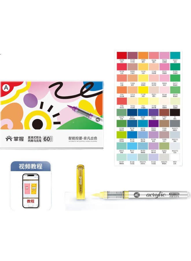 Grasp Markers أكريليك ذات رأس ناعم من Grasp، 60 لون، قابلة للغسل، غير متلاشي، تغطية عالية، سعة كبيرة، أقلام رسم للأطفال، أقلام مائية، مجموعة هدايا عيد الميلاد والعودة إلى المدرسة للأولاد والبنات - Image 3