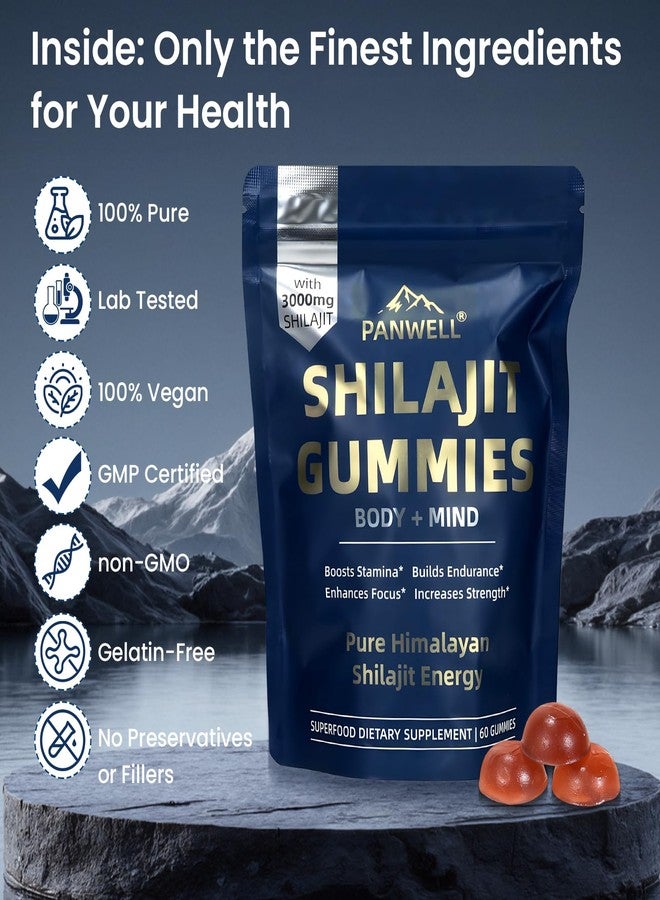 PANWELL Shilajit Gummies, gummy supplements，shilajit for men gummies，shilajit for women gummies，Seamoss & Turmeric | Zero Sugar Energy, Cortisol Balance, Sleep, Immune & Overall Health Support – 60 Gummies - Image 3