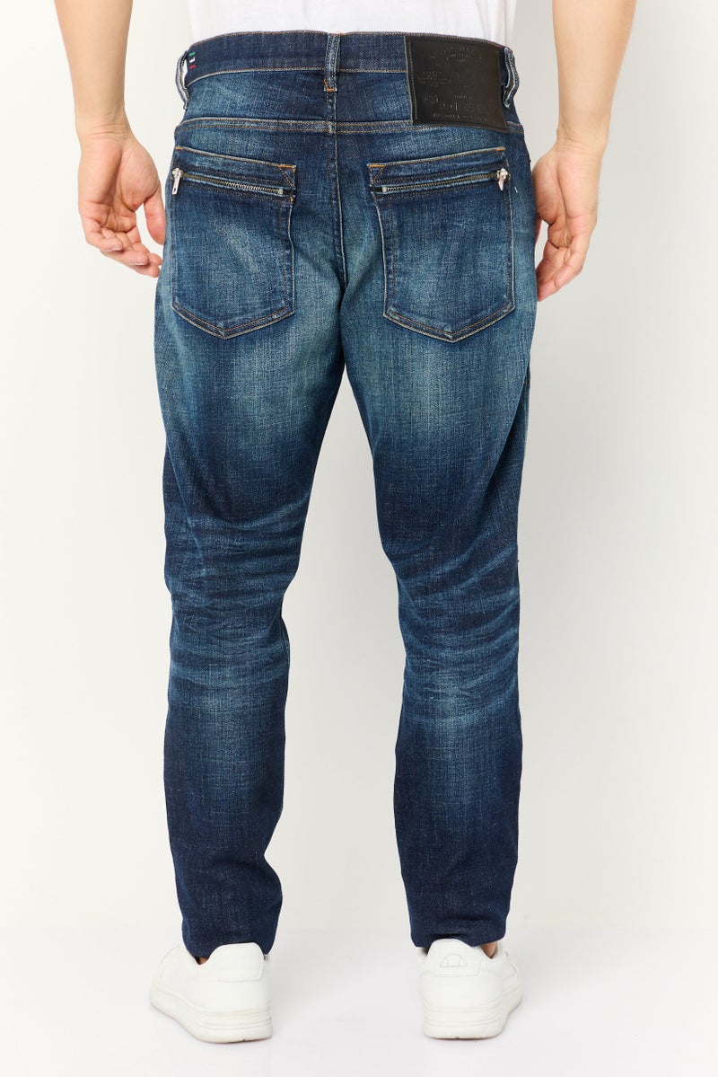 DIESEL جينز دنيم ضيق للرجال، مغسول، أزرق داكن - Image 4