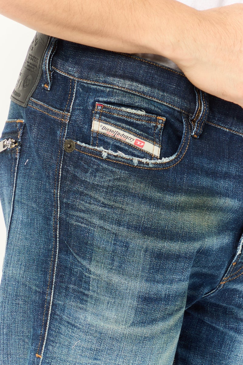 DIESEL جينز دنيم ضيق للرجال، مغسول، أزرق داكن - Image 3