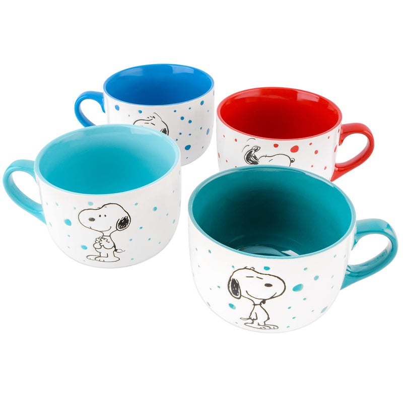 Peanuts Freckled Joy 23oz. Stoneware Soup Bowls w/Clear Lid, 4-Pack, Assorted Colors - Image 4