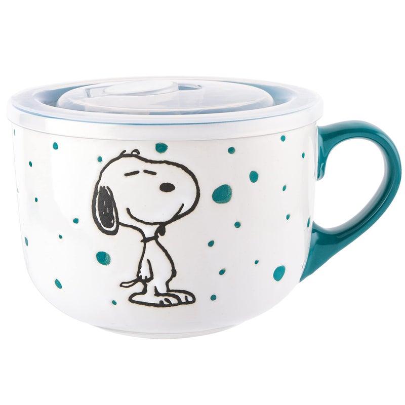 Peanuts Freckled Joy 23oz. Stoneware Soup Bowls w/Clear Lid, 4-Pack, Assorted Colors - Image 5