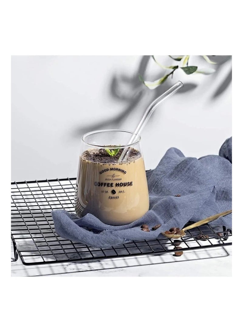 12 Pack Reusable Glass Straw, 8.5" x 10MM Bent Clear Glass Drinking Straws for Hot & Cold Drinks, 2 Cleaning Brushes Included - Image 4