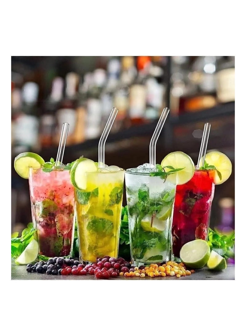 12 Pack Reusable Glass Straw, 8.5" x 10MM Bent Clear Glass Drinking Straws for Hot & Cold Drinks, 2 Cleaning Brushes Included - Image 3