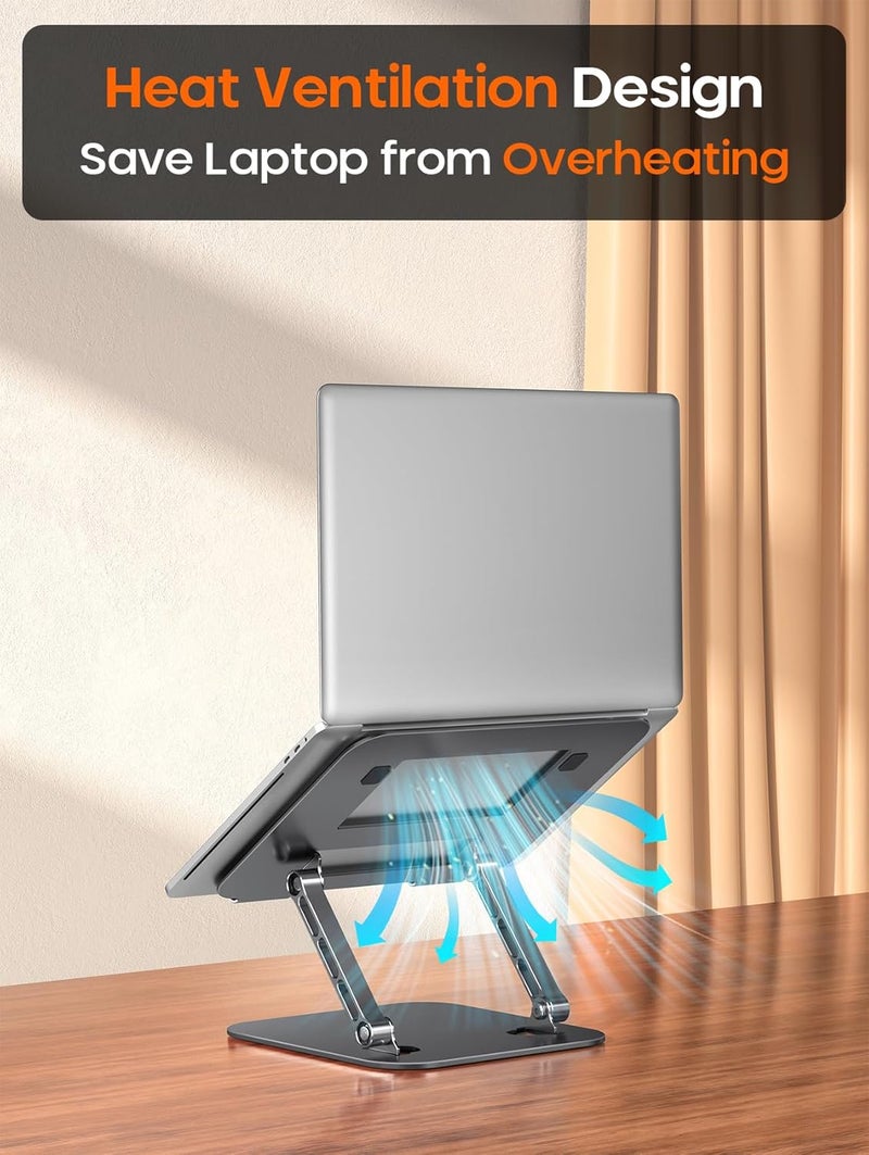 PEGANT Adjustable Foldable Laptop Stand For Desk, Ergonomic Portable Aluminum 10-16" Organizer Lightweight Notebook Holder For Home Office Compatible With Macbook Dell Hp Lenovo (Gray - Steel) - Image 4