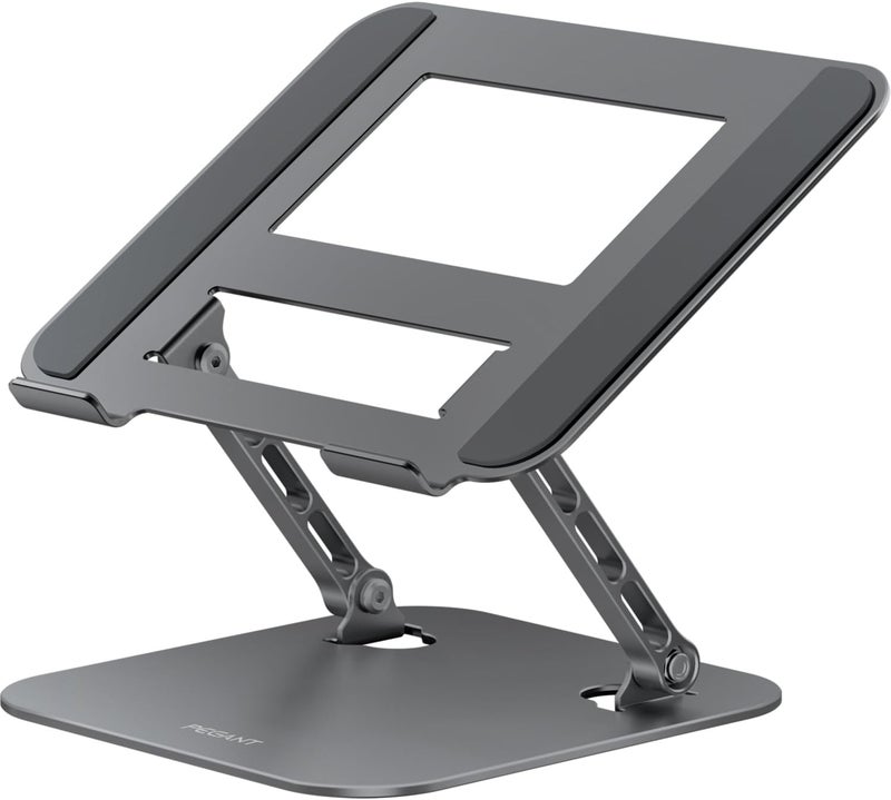 PEGANT Adjustable Foldable Laptop Stand For Desk, Ergonomic Portable Aluminum 10-16" Organizer Lightweight Notebook Holder For Home Office Compatible With Macbook Dell Hp Lenovo (Gray - Steel) - Image 1