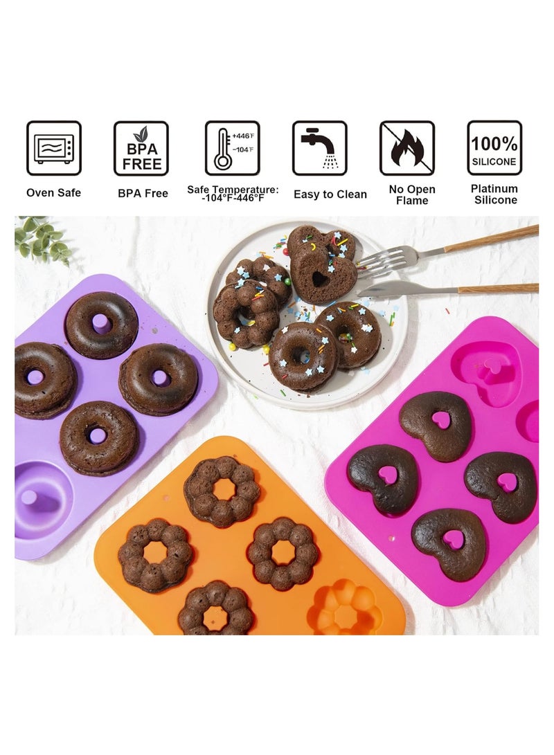 general Silicone doughnut baking tray set, non-stick baking tray, suitable for doughnuts, muffins, cakes, bagels, easy to pop out design - oven and dishwasher safe (3-piece set) - Image 3