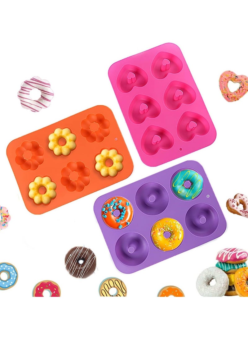 general Silicone doughnut baking tray set, non-stick baking tray, suitable for doughnuts, muffins, cakes, bagels, easy to pop out design - oven and dishwasher safe (3-piece set) - Image 1