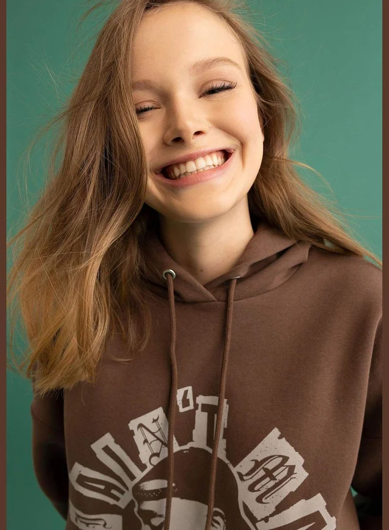 DeFacto Woman Tupac Licenced Oversize Fit Hooded Knitted Sweatshirt
