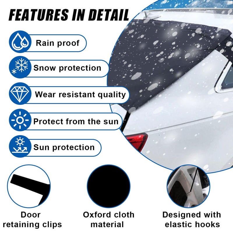 LHDOS Car Rear Windshield Snow Cover, 57Ã—35 Inch Anti Ice Frost Rear Windshield Protector, Windproof Oxford Back Window Cover, Winter Car Accessories for Cars, Trucks, SUVs, Lorries - Image 3
