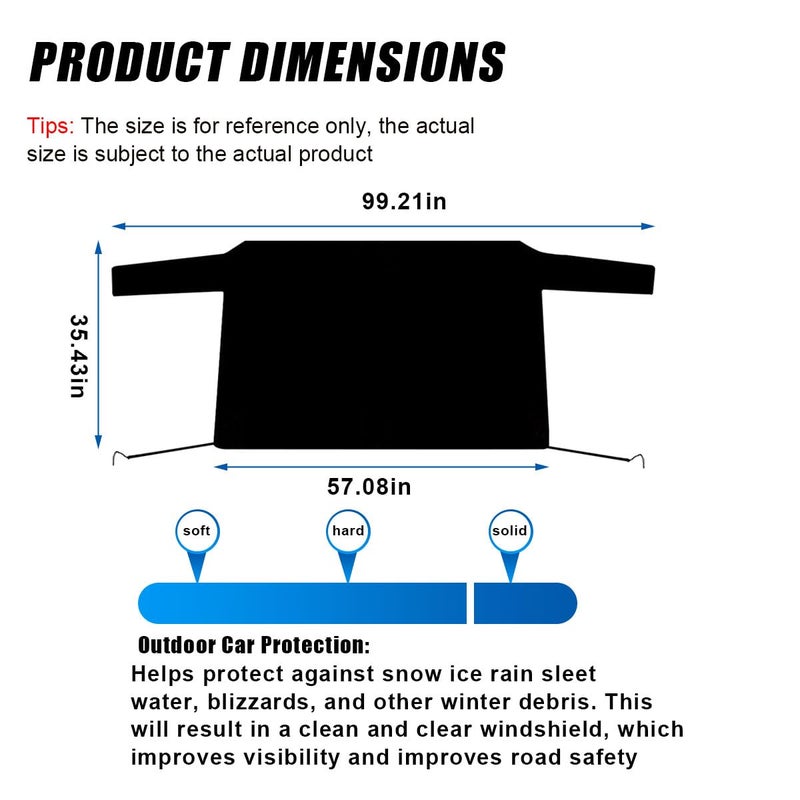 LHDOS Car Rear Windshield Snow Cover, 57Ã—35 Inch Anti Ice Frost Rear Windshield Protector, Windproof Oxford Back Window Cover, Winter Car Accessories for Cars, Trucks, SUVs, Lorries - Image 2