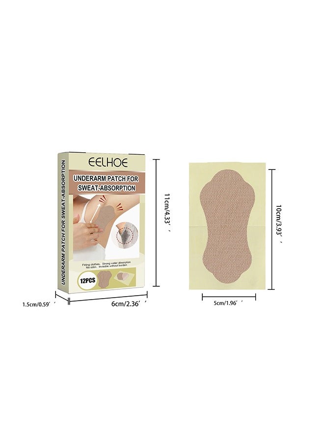 EELHOE - Underarm Patch For Sweat Absorption, Sweat Pads for Women and Men Armpits, Disposable Invisible Armpit Sweat Pads for Absorbent Deodorant Prevention Sticker 12PCS - Image 1